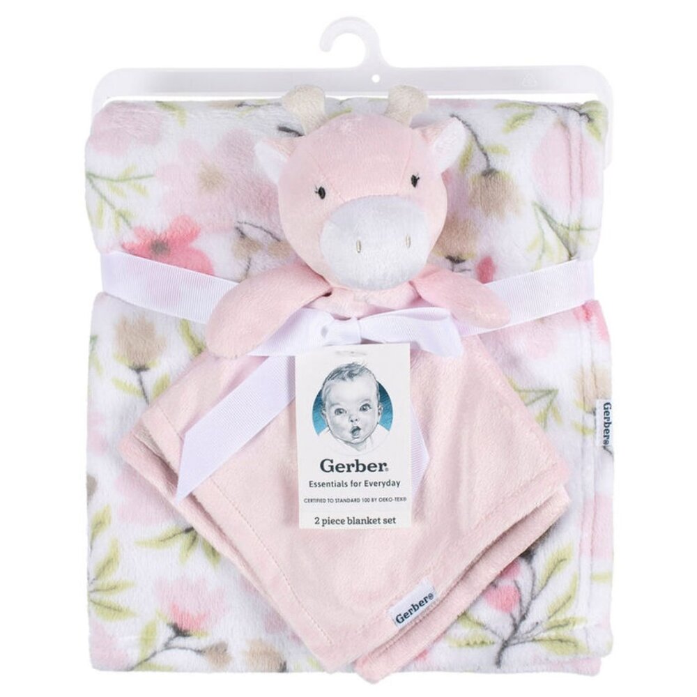Pink Giraffe Gerber Security Blanket 2 Piece Plush Buddy Set Lovey NEW